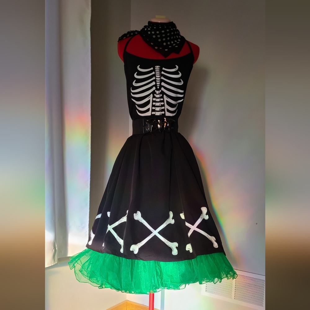 Black and White GLOW in DARK Skeleton Dress